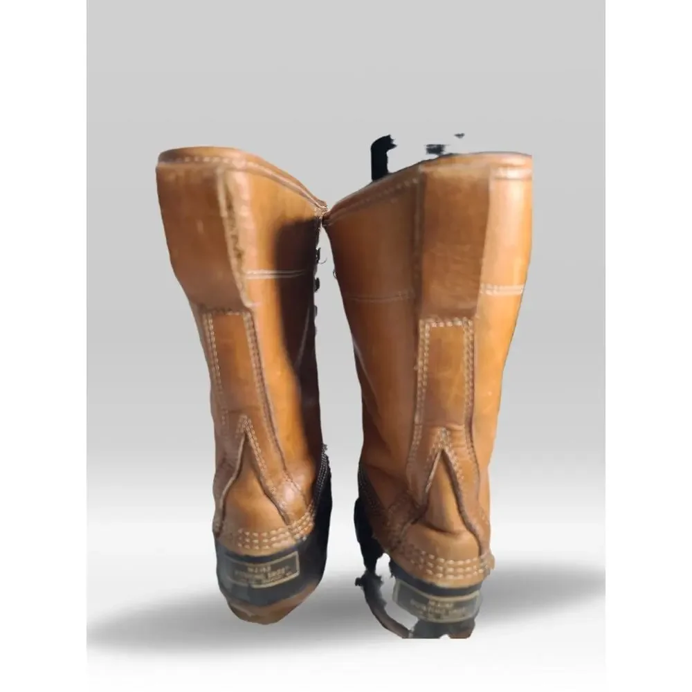 L.L. Bean Two-Tone Leather and Rubber Duck Boots in Brown and Black